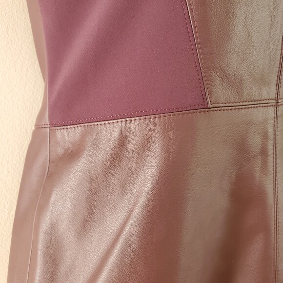 Veronica Beard 0 Leather Corset Back Vest Peplum Sleeveless Burgundy Plum Tank - Picture 10 of 12